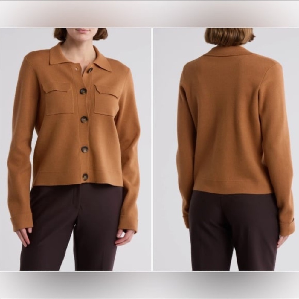 T Tahari Collar Button Front Cardigan